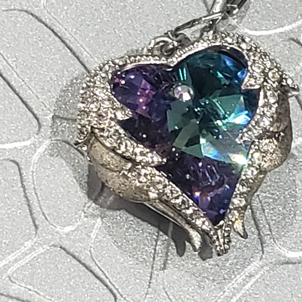 Angel Wings Love Silver White Zircon Sky Blue Crystal Pendant Necklace - Picture 6 of 13